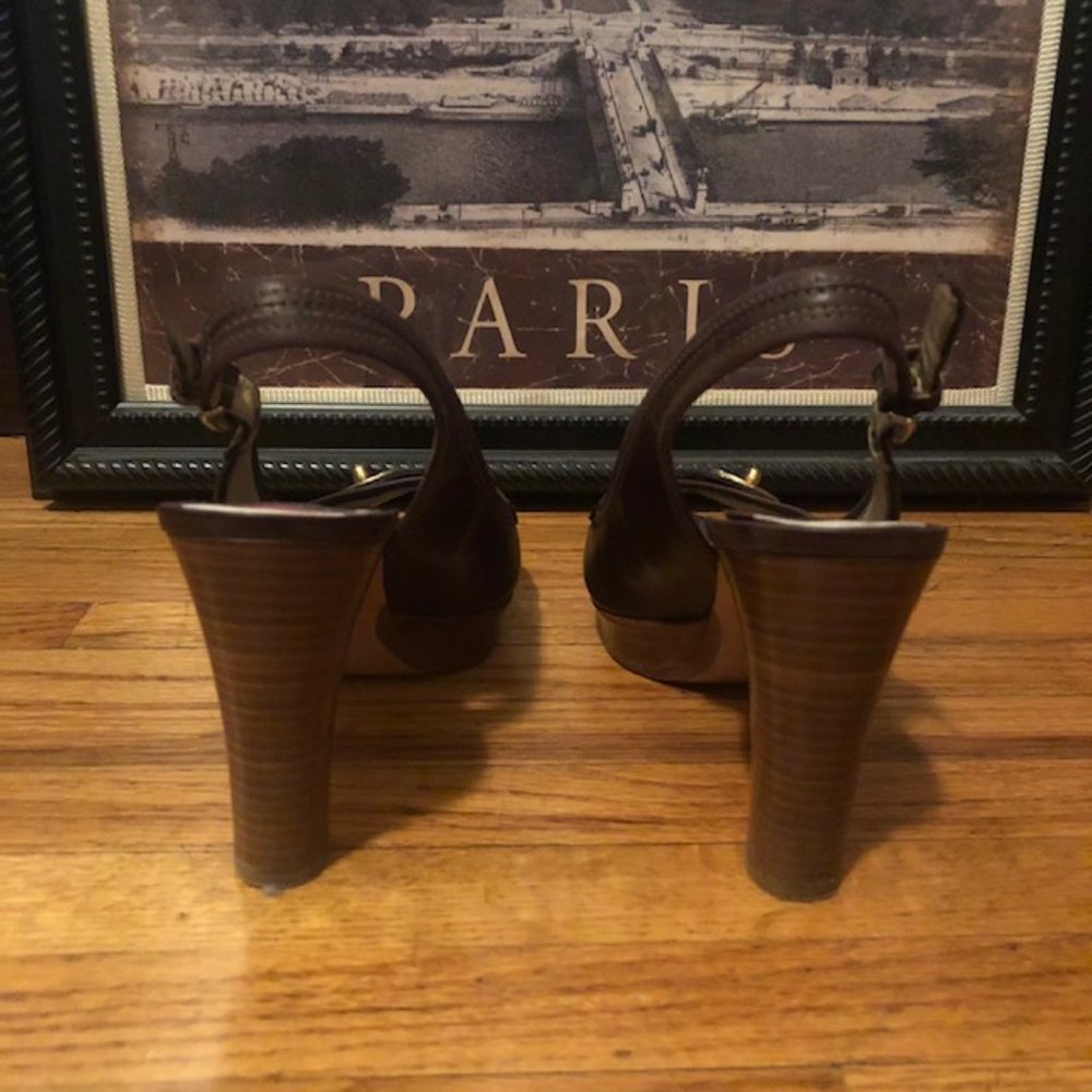 Coach Peep Toe Slingback Heels Size 7.5 - Picture 4 of 5